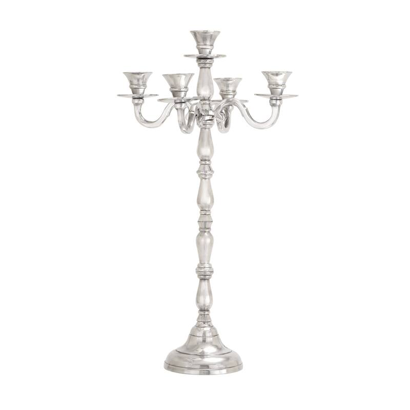 Aluminum Metal Candelabra - Silver - Roche River Decor - 10"W x 10"L x 23"H