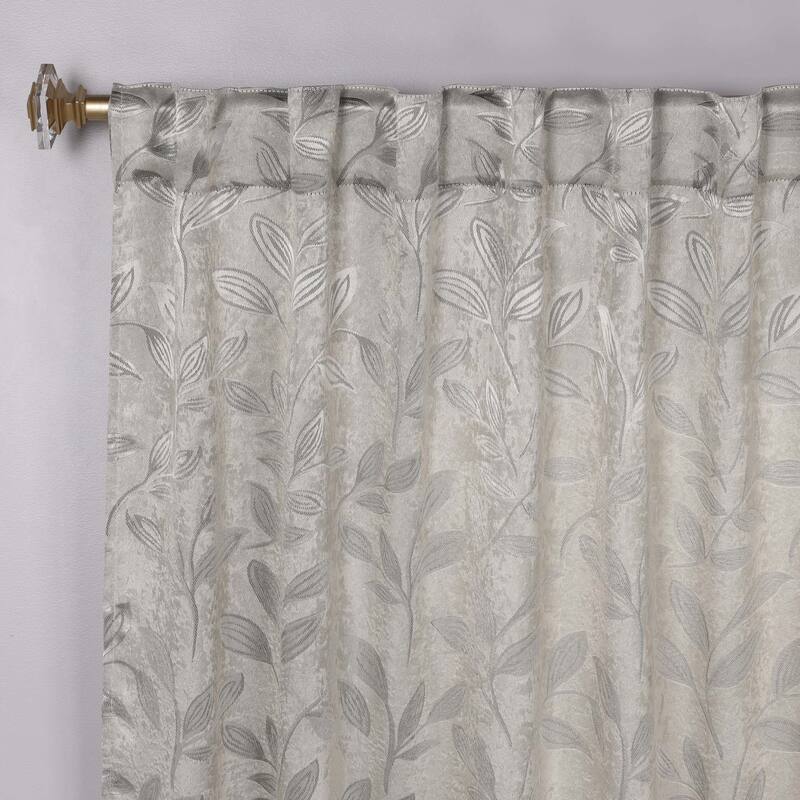 Superior Leaves Machine Washable Room Darkening Curtains with Back Tabs, Set of 2