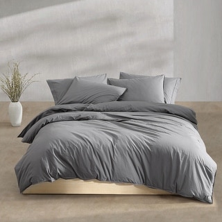 Calvin Klein Washed Percale Cotton Solid Comforter Set - Bed Bath & Beyond - 39875423