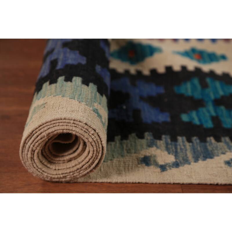 Southwestern Style Kilim Oriental Large Rug Flatweave Wool Carpet - 10'5"x 16'0"