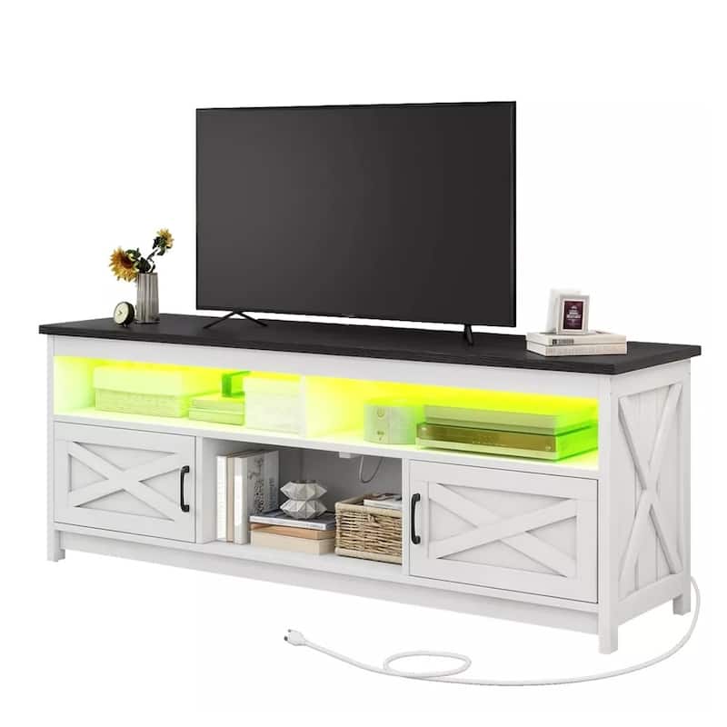 Farmhouse TV Stand for 75 65 Inch TV LED with Storage Cabinet - 65 inches