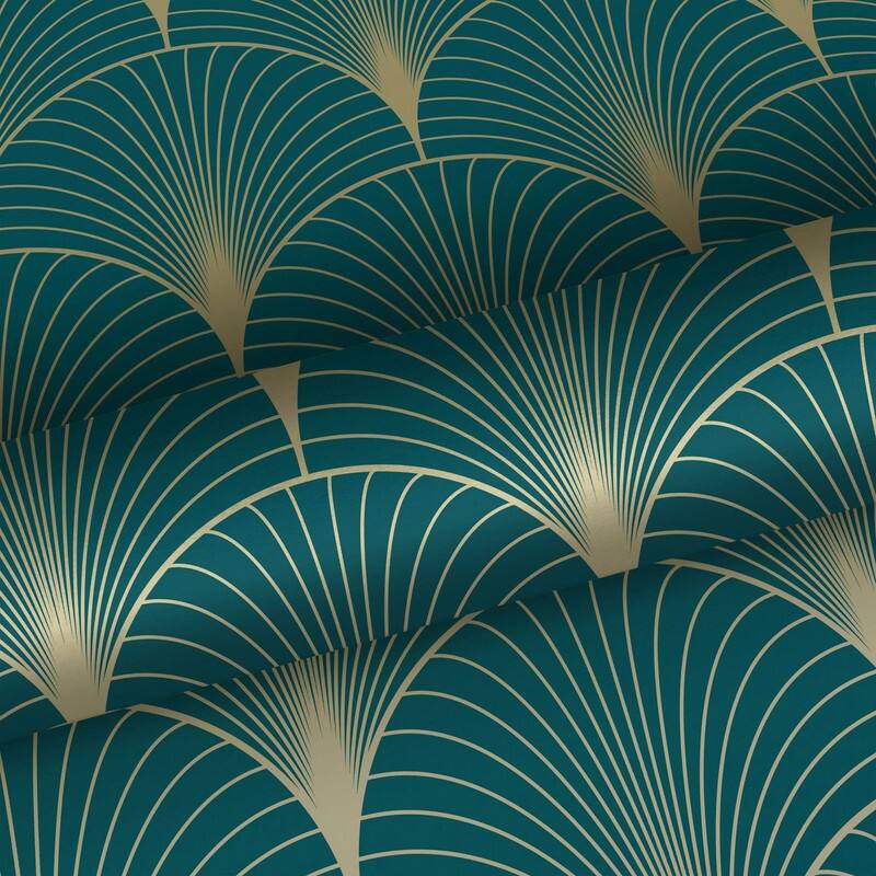 ESTA Home Lempicka Teal Art Deco Motif Wallpaper