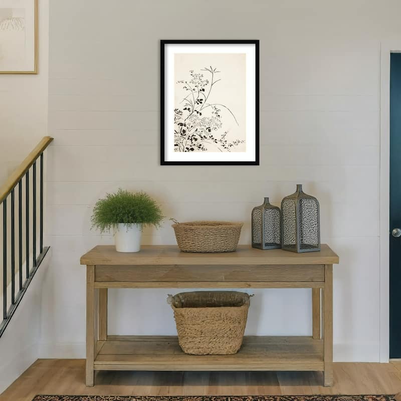 Autumn Flowers and Grasses (1762) by Miyazaki Yuzen Wood Framed Wall Art Print