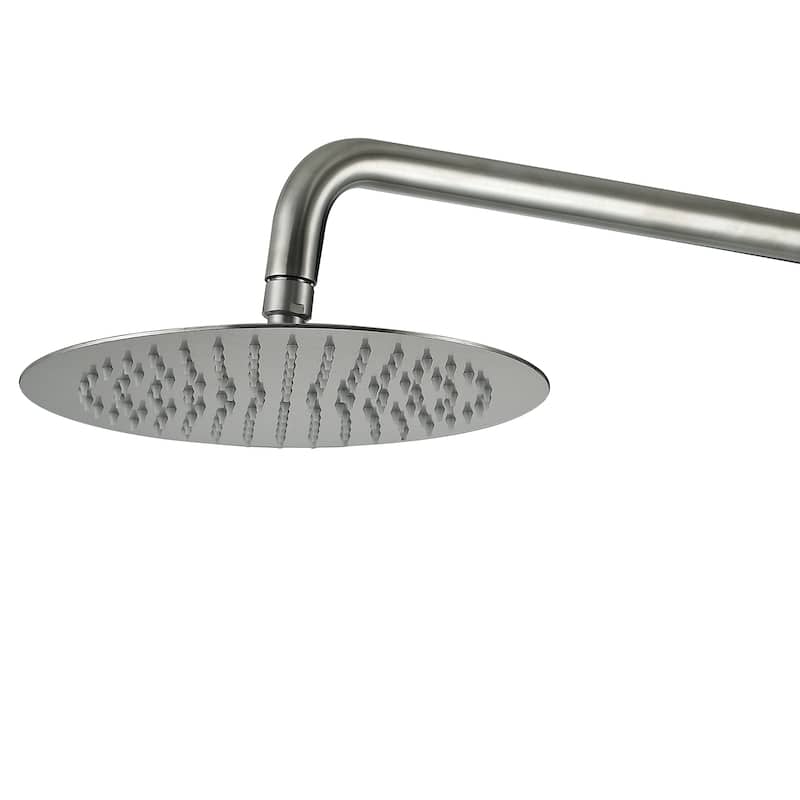 85.82'' H Freestanding Stainless Steel Outdoor Shower, Temperature Controlled Rainfall Shower System