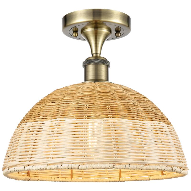 Innovations Lighting 516-1C-11-12 Bristol Natural II Semi-Flush - Antique Brass / Natural