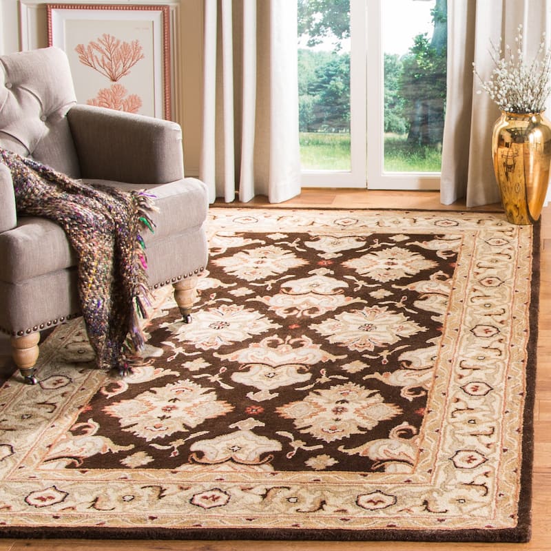 SAFAVIEH Handmade Heritage Ogee Dot Traditional Oriental Wool Rug - 7'6" x 9'6" - Espresso/Ivory