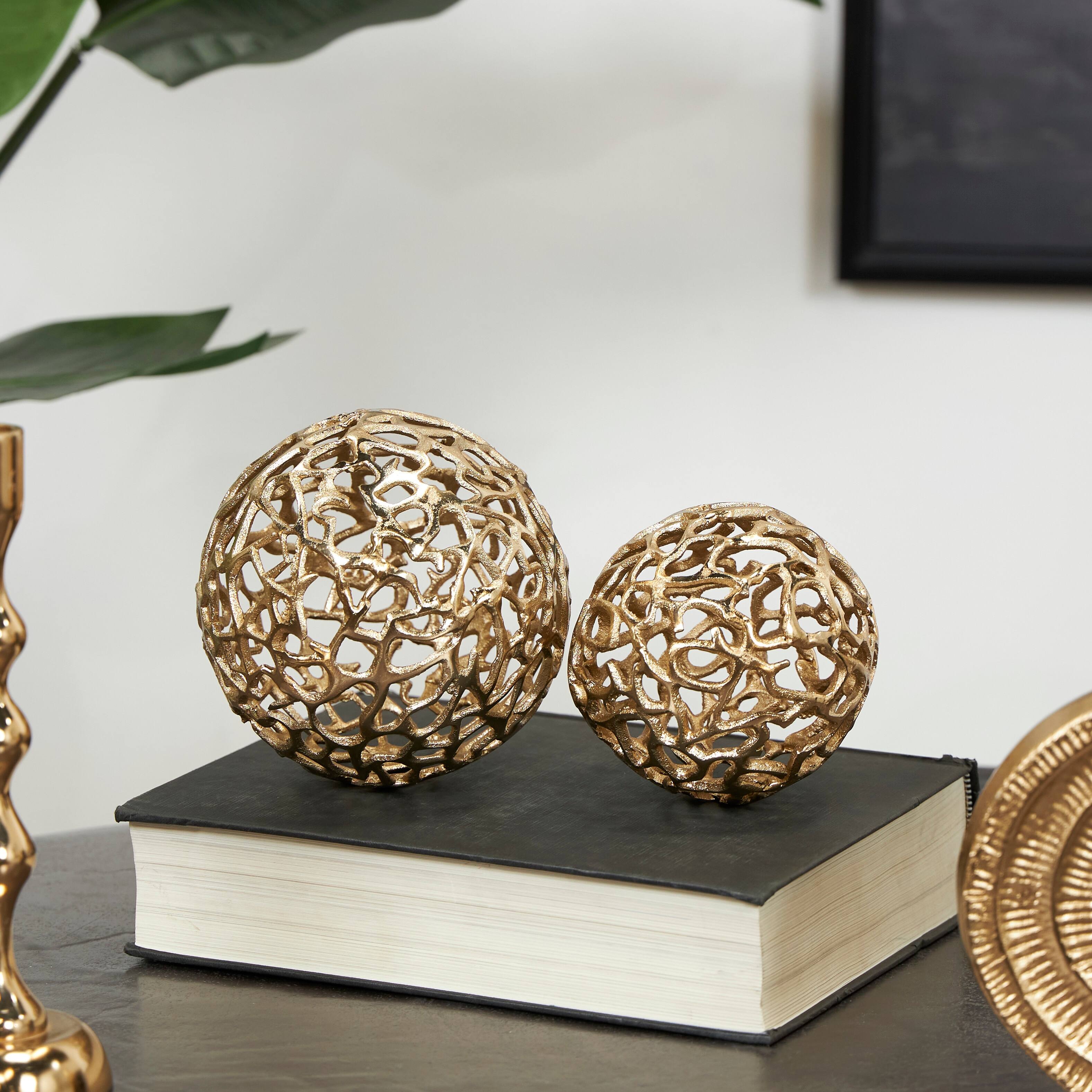 Gold or Silver Aluminum Metal Decorative Ball Orbs & Vase Filler with