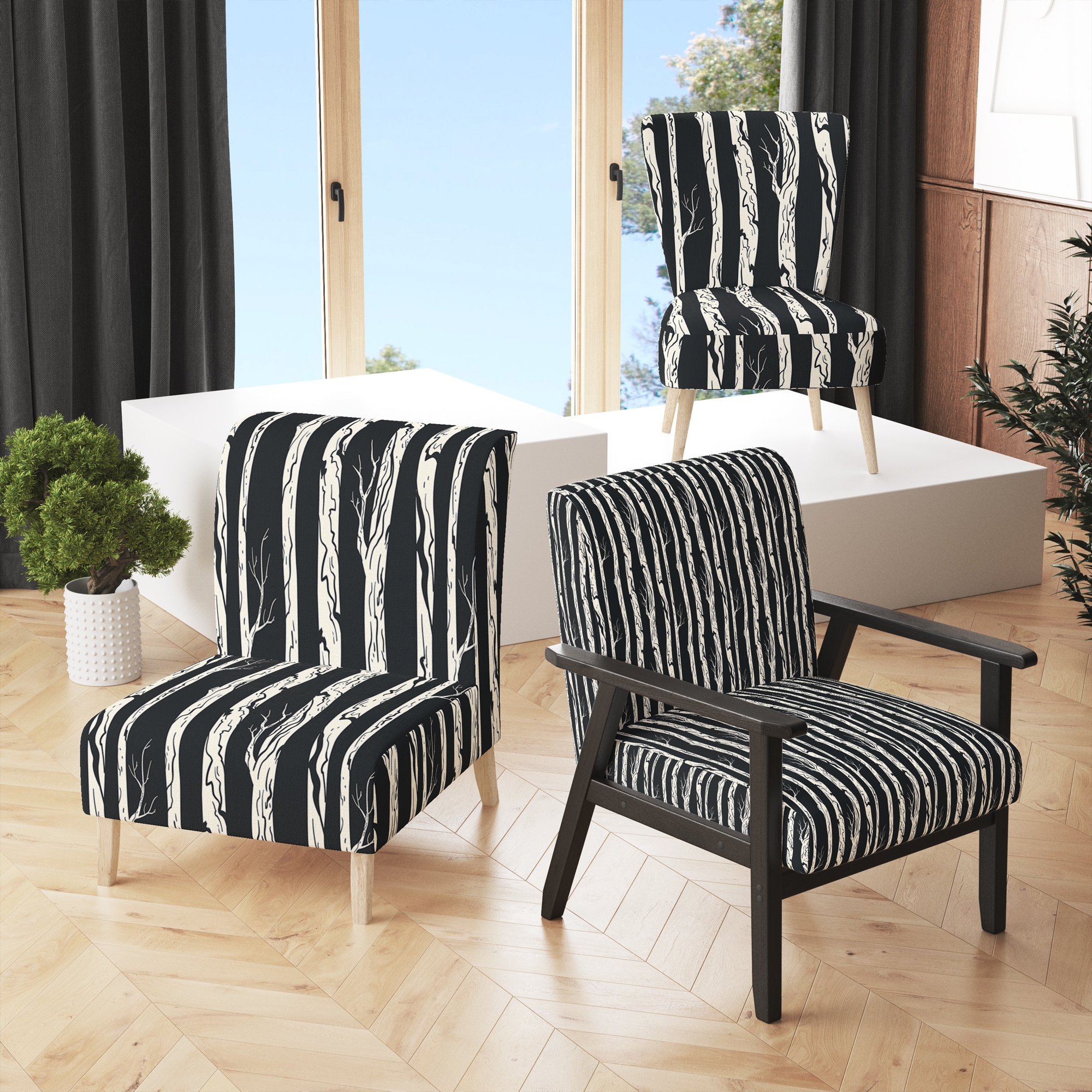 Black pattern sales accent chair