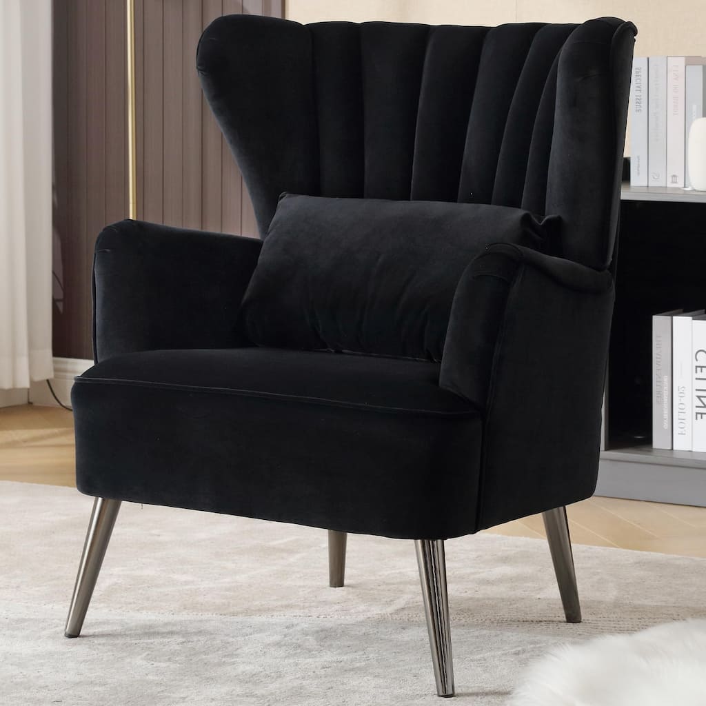 HOMYKA Modern Wingback Arm Chair Upholstered Accent Chair
