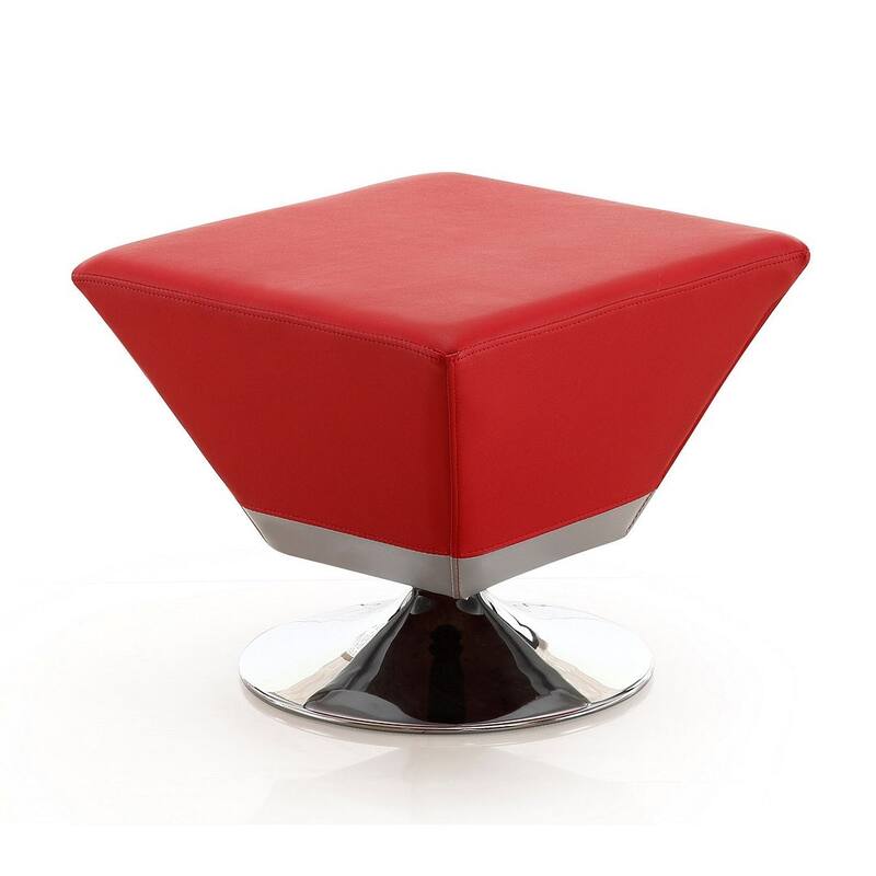 Manhattan Comfort Diamond Polished Chrome Swivel Ottoman