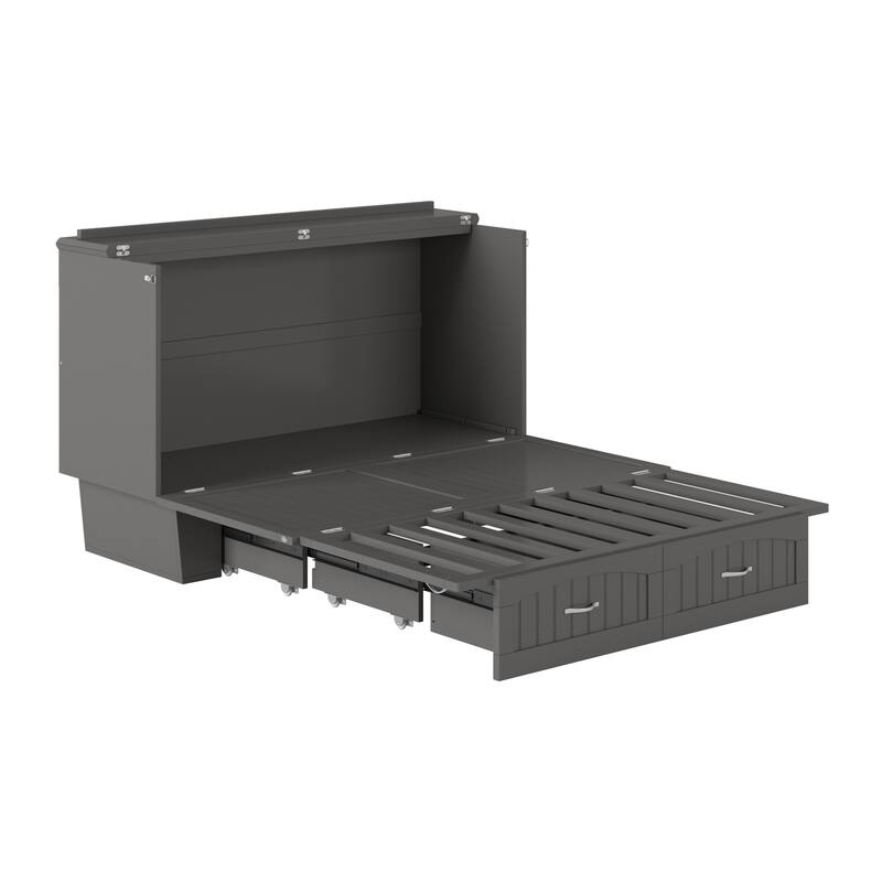 Murphy Bed Chest - Storage Drawer & USB Charger - Space Saving Furniture