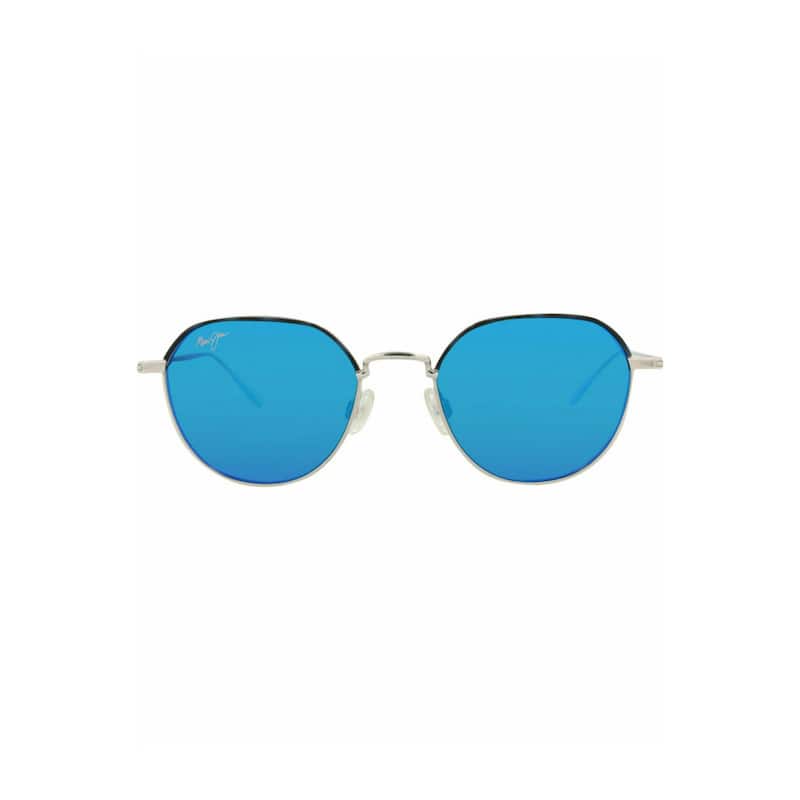 Maui Jim Round-Frame Titanium Sunglasses - Silver Silver Blue - Silver - Blue Lens