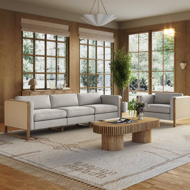 Madison Modern Upholstered Modular Sofa or Couch for Living Room with Solid Wood Legs