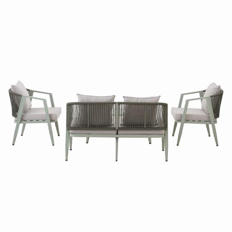 4-Piece Outdoor Seating Groups with Removable Cushions for Patios Lawns and Poolsides