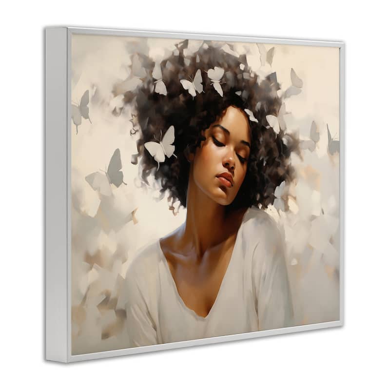 Stupell Woman with White Butterflies Framed Giclee Art Design By Arlington Prints