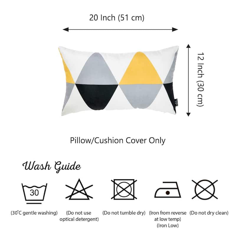 Yellow Scandi Printed Lumbar Pillow Cover 12''x20'' (2 pcs in set)