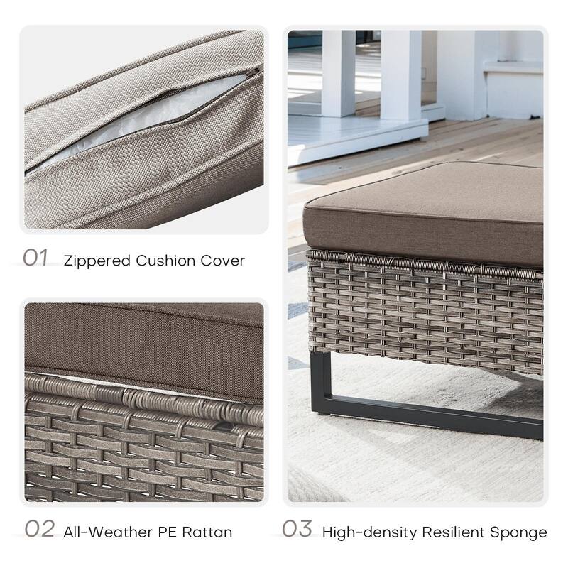 Outdoor Grey Wicker Fire Pit Table with Patio Funiture Sets