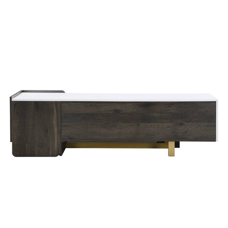66.7" Light Luxury TV Stand for TVs up to 70 Inches, Modern TV Cabinet with Metal Legs,1 Drawer, 2 Cabinets