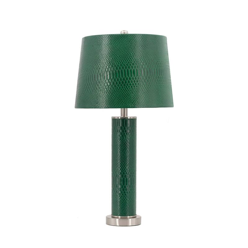 14x14x27" Leather Table Lamp