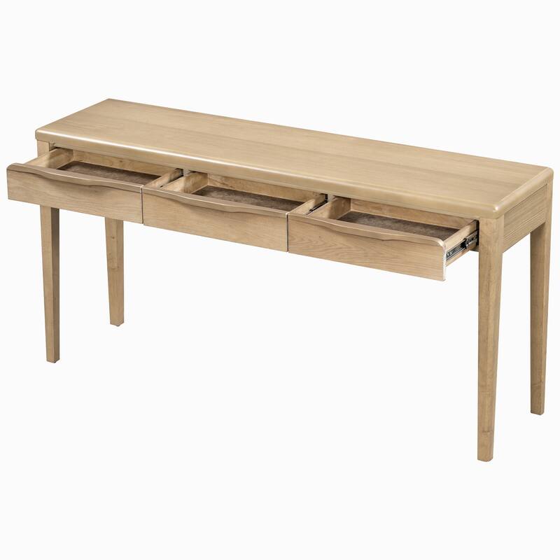 59.84"Elegant Console Table,Light Luxury Entryway Table with 3 Drawers,Farmhouse Sofa Table with Soft-Corner Design