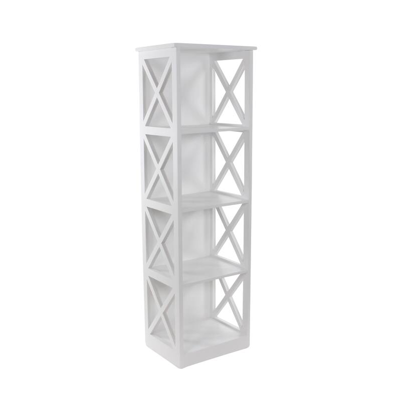 White Wooden 4 Shelves Shelving Unit