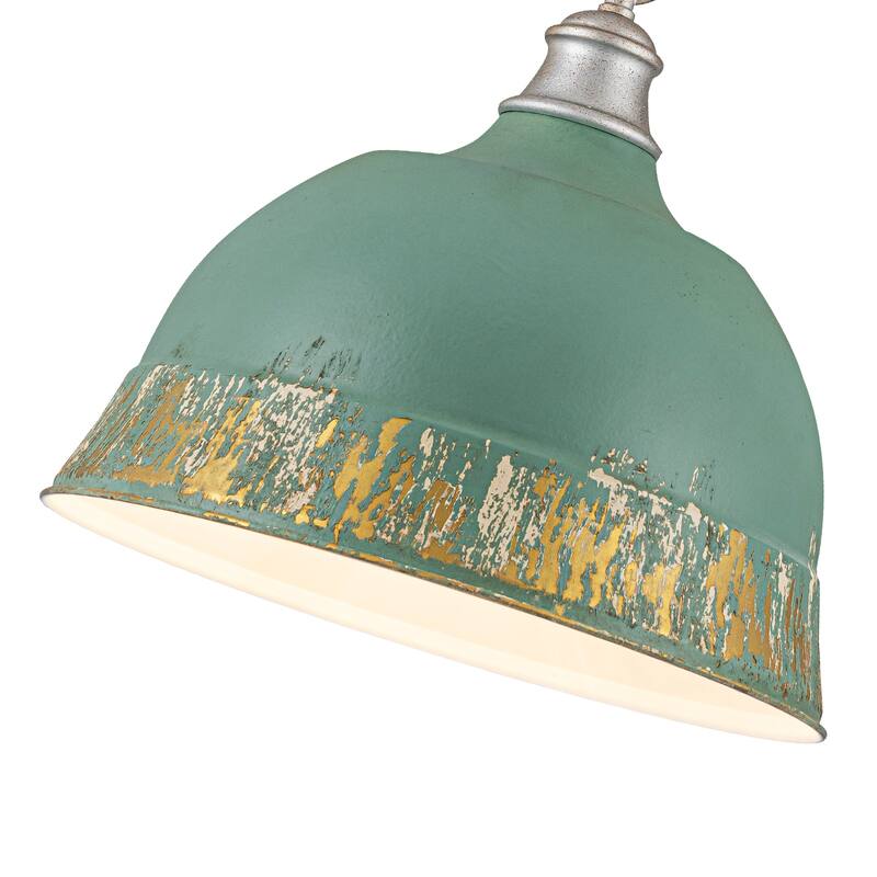 2-Light Farmhouse Pendant Light with Distressed Gold Dome Shade - 2-Lights