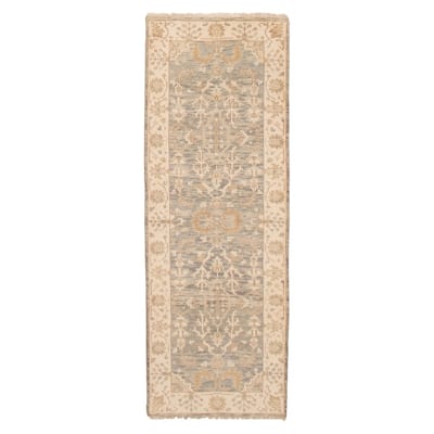 ECARPETGALLERY Hand-knotted Royal Oushak Grey Wool Rug - 2'9 x 7'11