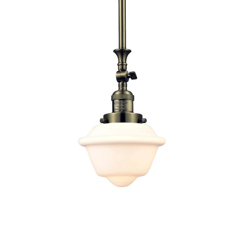 Innovations Lighting Small Oxford Single Light 8" Wide Mini Pendant - Antique Brass / Matte White Cased