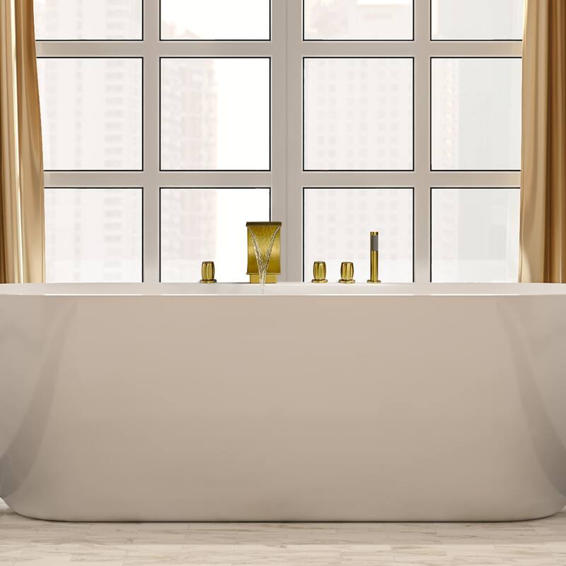 Altair Recea Triple Handle Deck-Mount Roman Tub Faucet with Diverter and Handshower