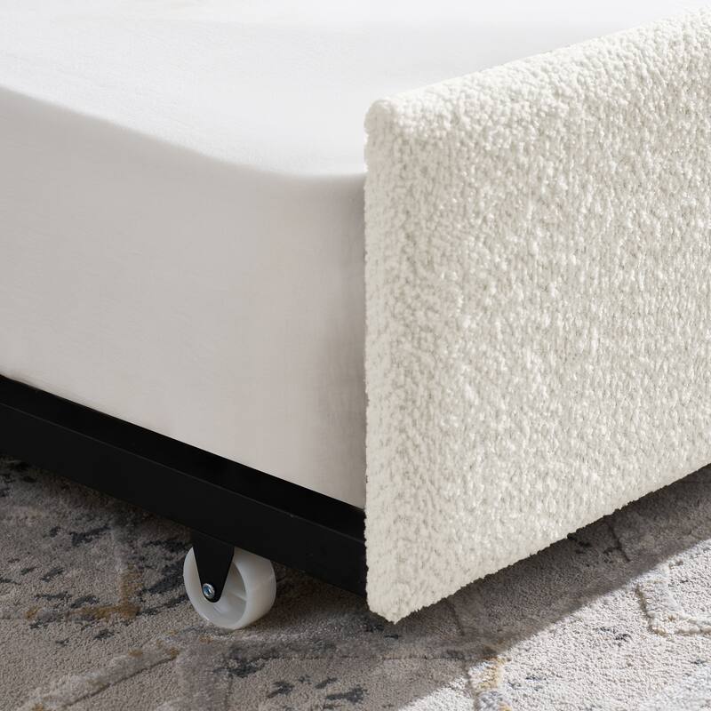 Twin Size Upholstered Daybed with Trundle and Tufted Sofa Design
