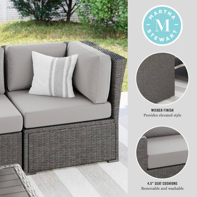 Martha Stewart Outdoor Modular Rattan Wicker Patio Sectional Sofa Corner Seat - 32"W x 32"D x 30"H