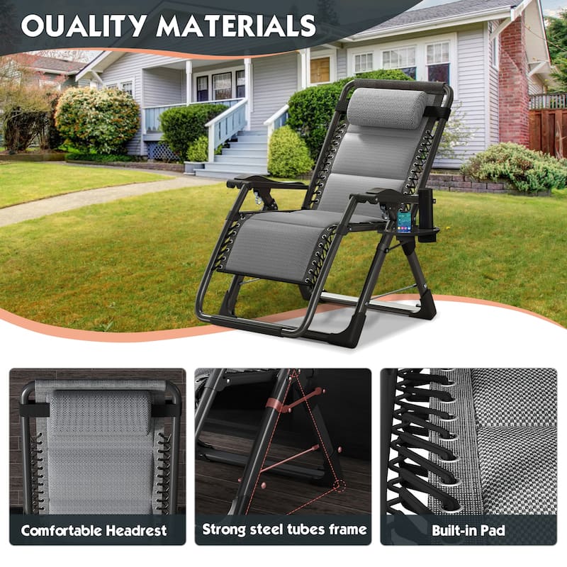 DoCred Ice Silk Zero Gravity Chair with Headrest, Folding Lounge Chair
