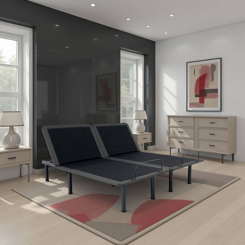 Bridgevine Home Flex Top Quick Assembly Adjustable Bed Frame with Voice Activated Controls