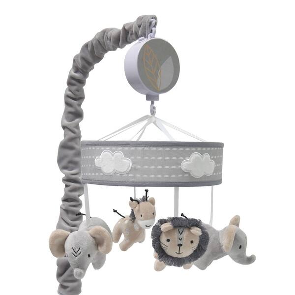 slide 2 of 7, Lambs & Ivy Jungle Safari Gray Elephant/Lion/Giraffe Musical Baby Crib Mobile Toy