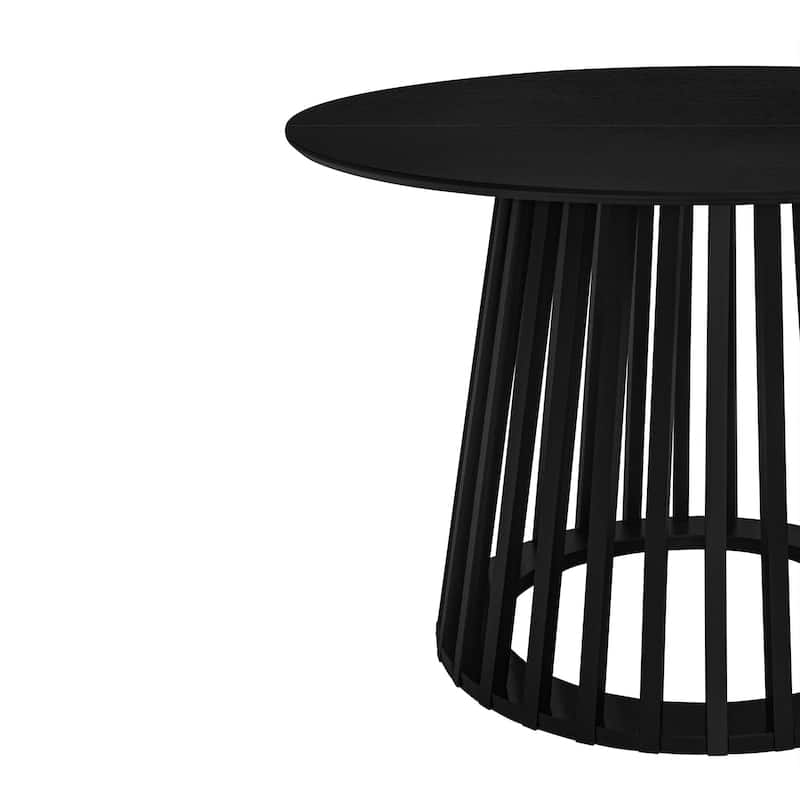 Roomfitters Round Dining Table, Modern Black Pedestal Base, Small Kitchen or Dining Room Table for 2-4 People