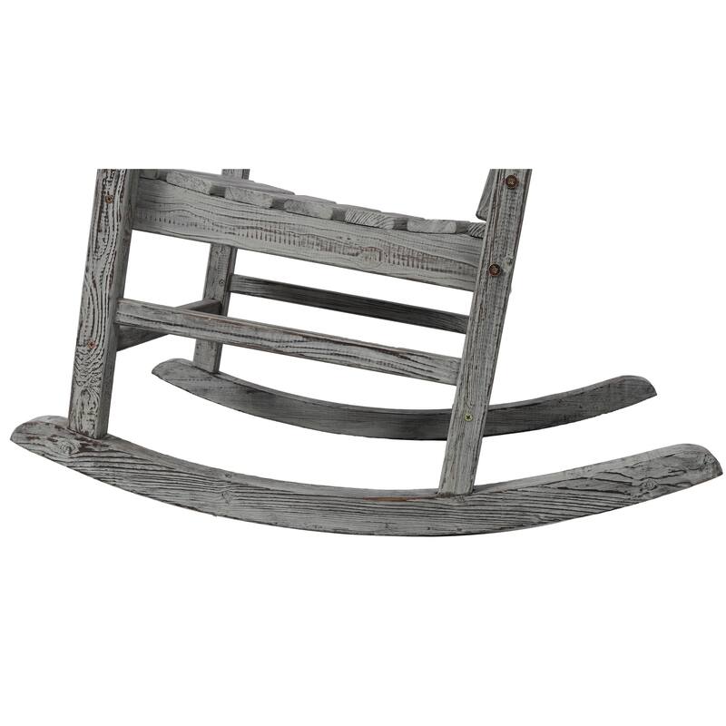 Wooden Oversized Porch Rocker Chair With Wide Seat And Tall Backrest (Excluding the table)