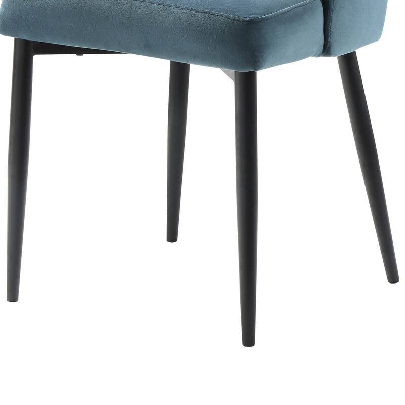 Black/Blue Velvet Upholstered Metal Frame Dining Chair, Set of 2, Sturdy Dining Chair for Dining Rooms - 17.5