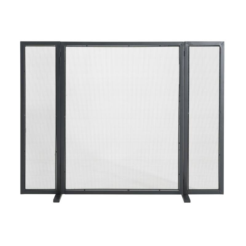 Christopher Knight Home - Quiana Modern Iron Fireplace Screen with Minimalist Mesh Panels - 40" W x 31" H