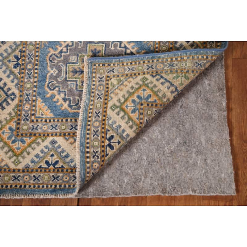 Blue Kazak Oriental Accent Rug Handmade Geometric Wool Carpet - 2'9"x 4'1"