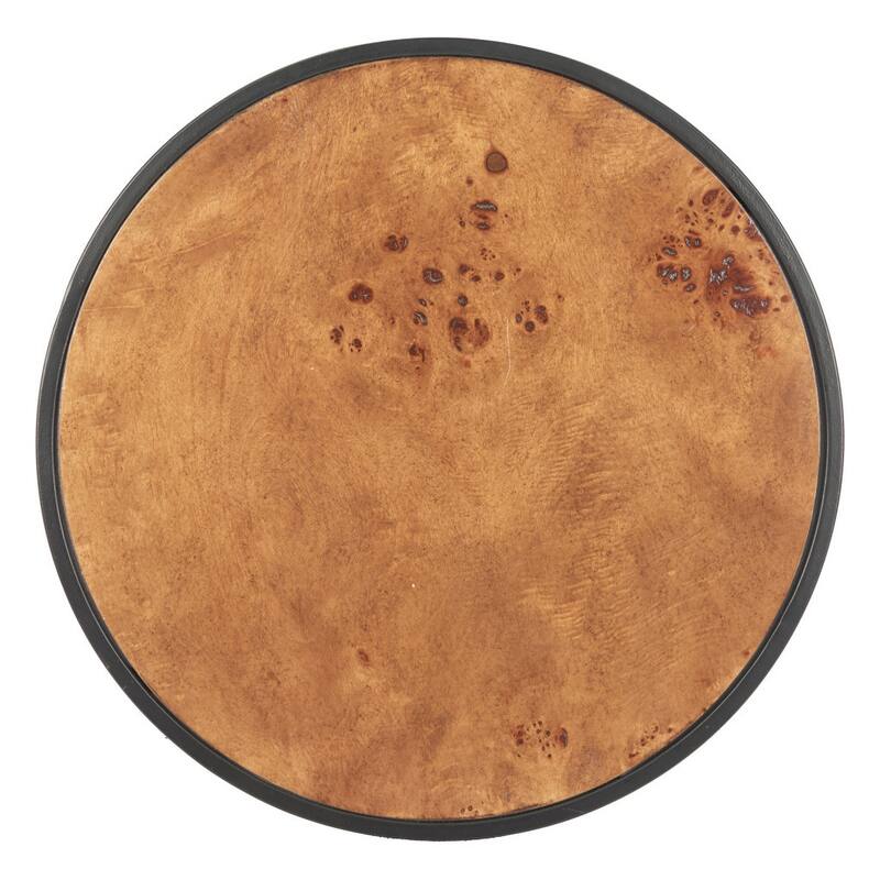 HomeRoots 25" Brown and Black Wood and Iron Round Pedestal End Table - 18.00 in. x 25.20 in. x 18.00 in.