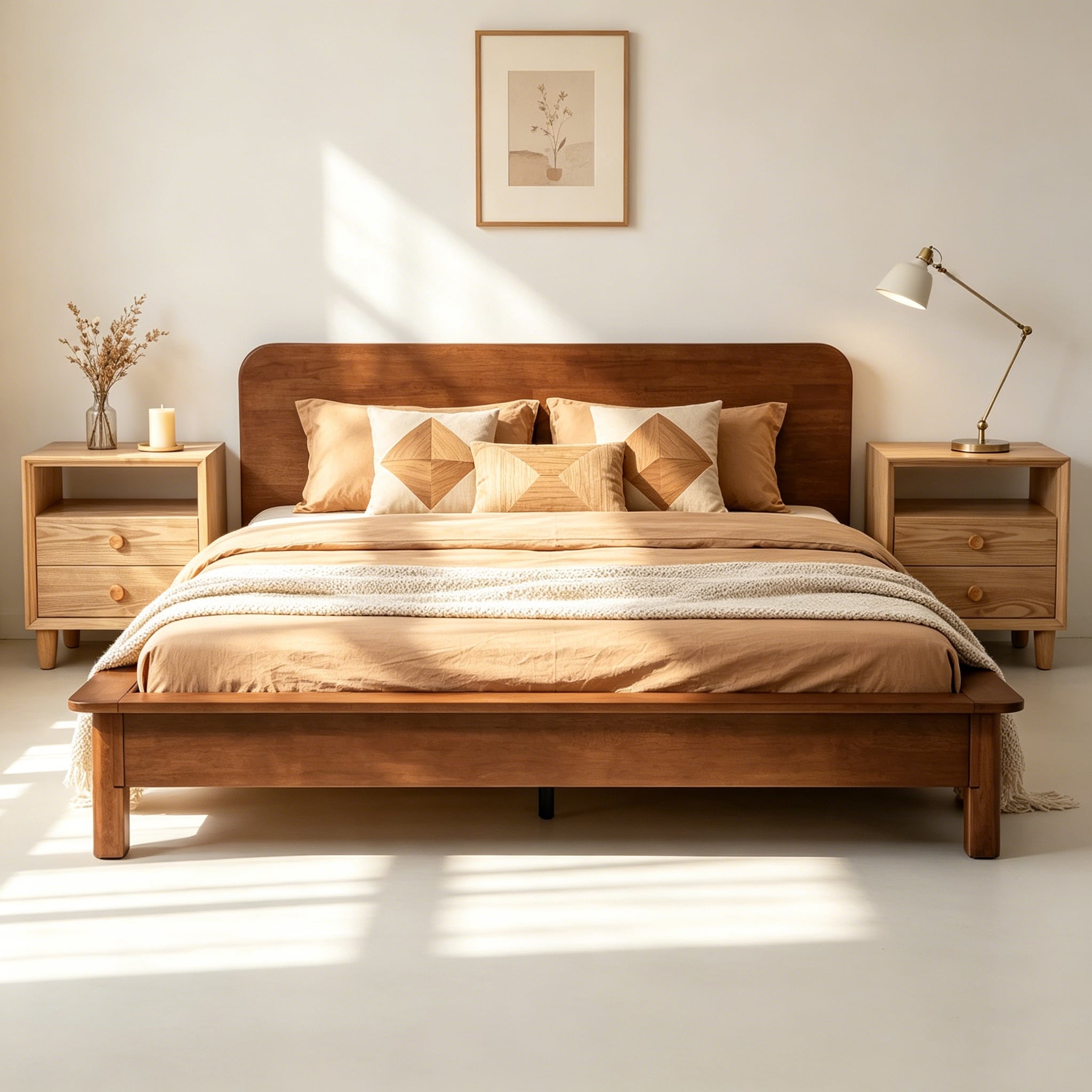 Christopher Knight Home - Avery 3-Piece Bedroom Set, Wooden Platform Bed & Two Nightstands with Open Shelf & Solid Wood Legs