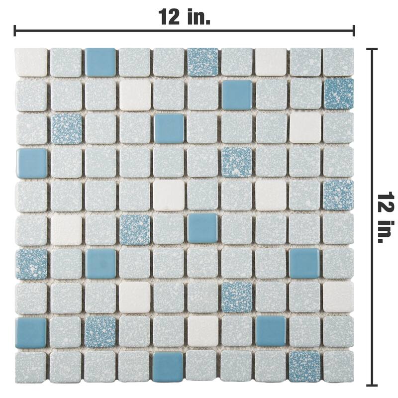 Merola Tile Crystalline Square Blue 12" x 12" Porcelain Floor and Wall Tile