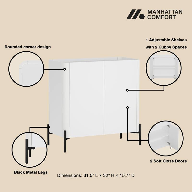 Manhattan Comfort 2-Piece Modern Abbey Accent Cabinet and Sideboard Set