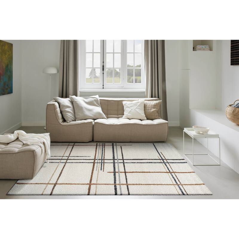Granada Armandi Beige, Brown, Charcoal, Gold, Gray, Ivory, Rust and White Polypropylene Area Rug - 2'3" x 12' Runner