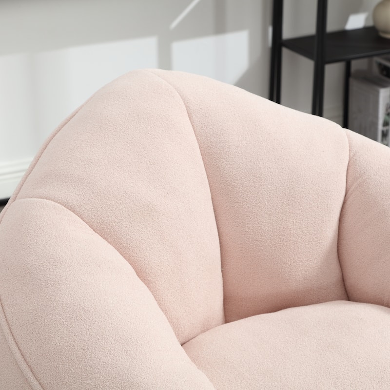 Pink Modern 40" Microfiber Upholstered Accent Chair with Ottoman and Padded Foam Padding Compressed for Living Room