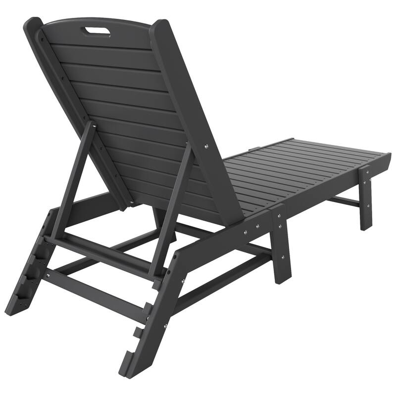 Laguna Hdpe All Weather Outdoor Patio Pool Reclining Armless Chaise Lounges With Square Side Table (3-Piece Set)