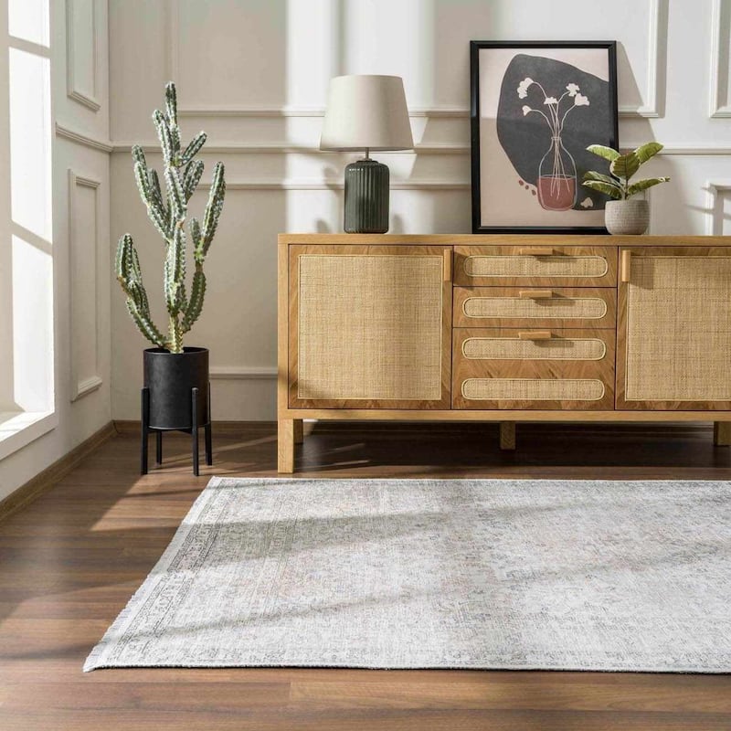 Hauteloom Ariana Living Room, Bedroom Machine Washable Area Rug - Pearl, Dark Brown, Brown - 5' x 7'6"