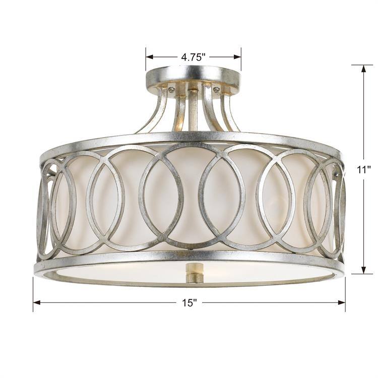 Libby Langdon for Crystorama Graham 3 Light Antique Silver Ceiling Mount - 15'' W x 11'' H