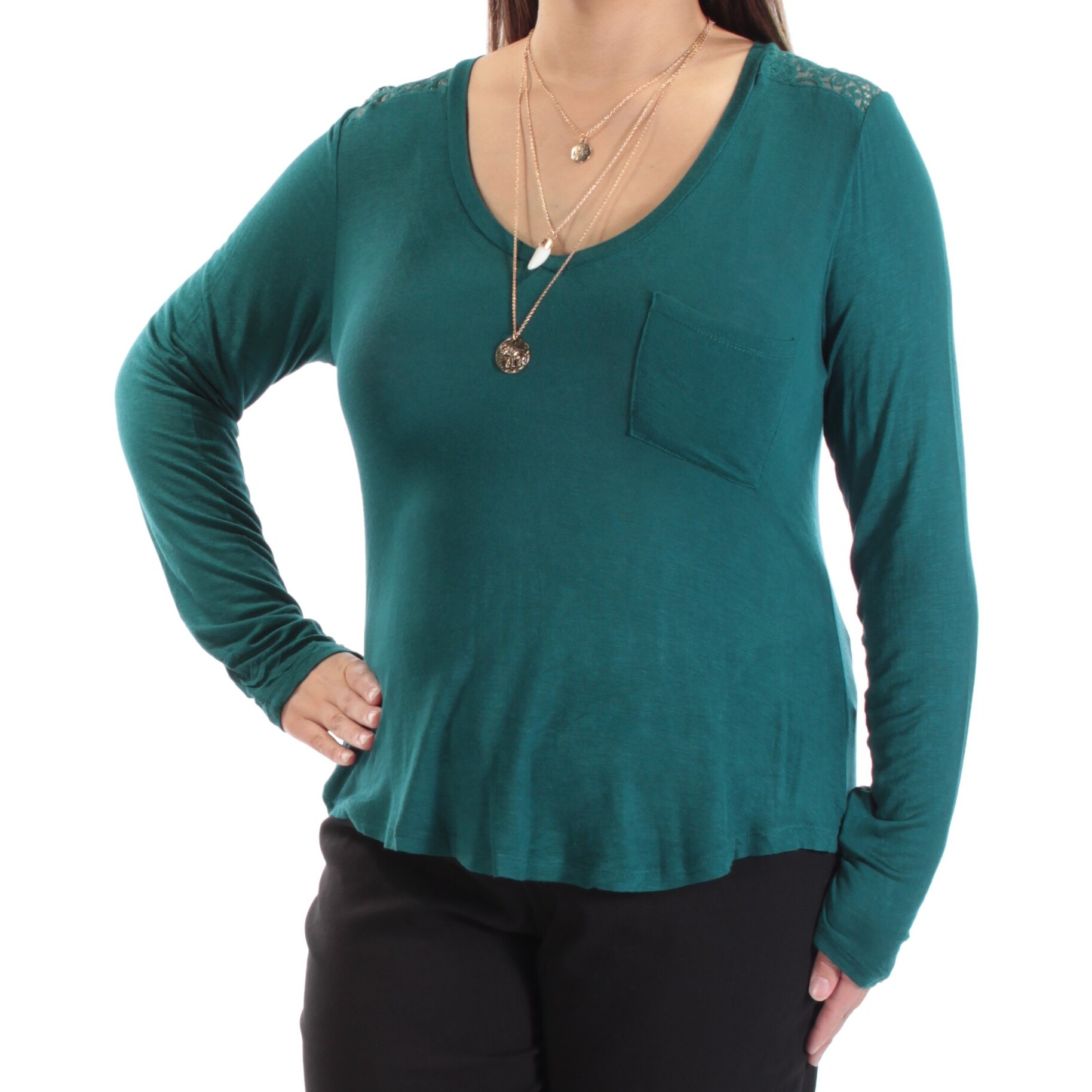 Shop Belle Du Jour Womens Teal Pocketed Detach Necklace Long