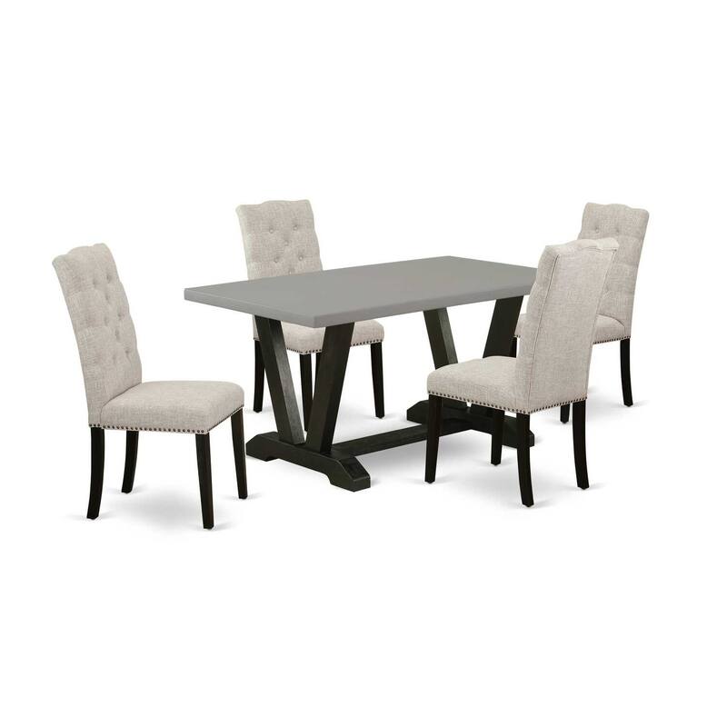 Southwestern Dining Table Set with 4 Modern Chairs - Kitchen Table and Chair Set - 60